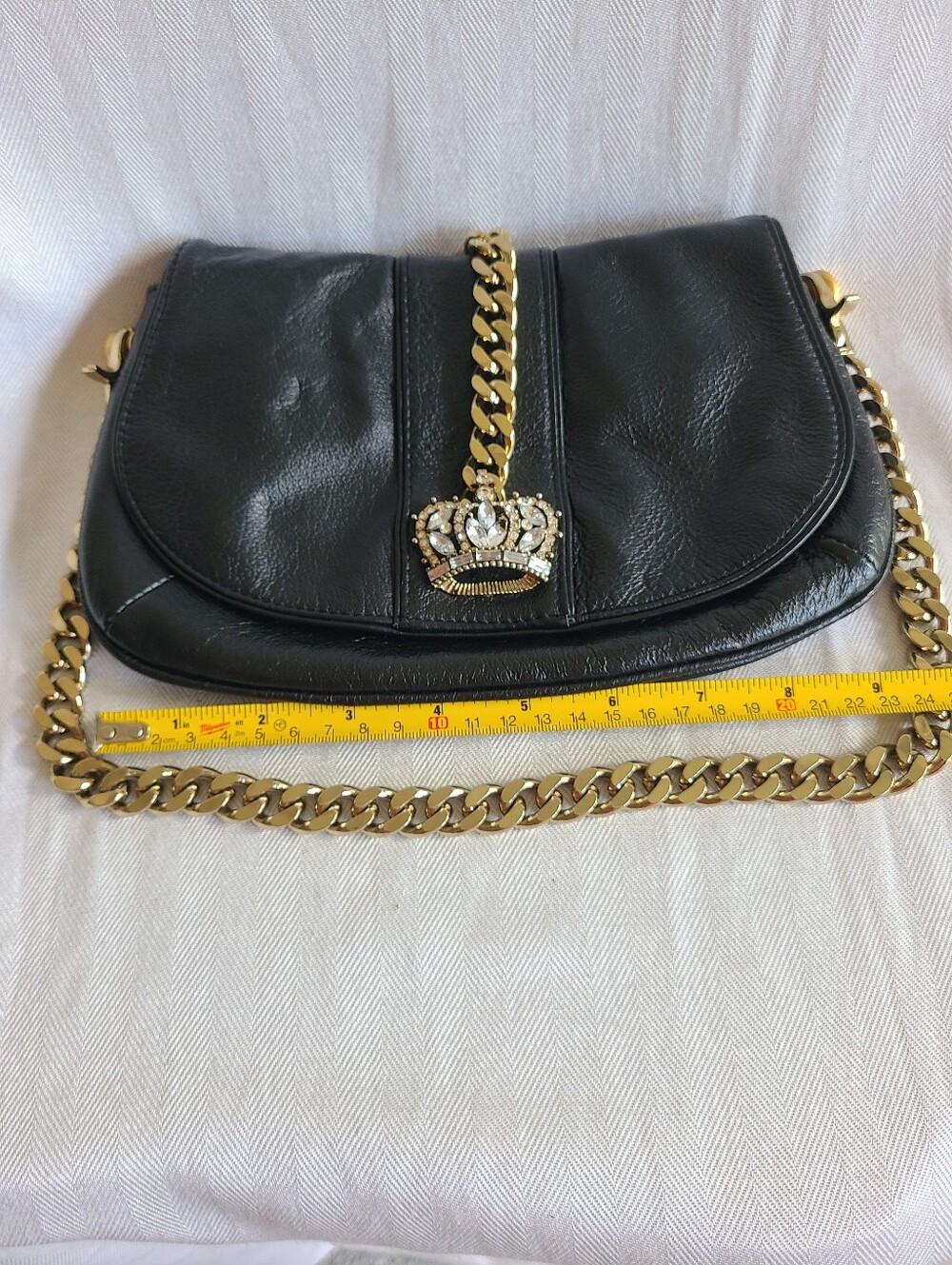 Wilsons Leather Maxima Black Leather Bag with Gold Chain and Crown Accent - Picture 8 of 8
